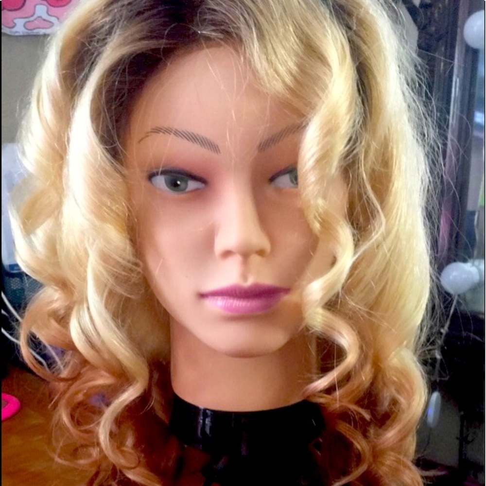 Human Hair Lace Front Wig with Reverse Ombre color